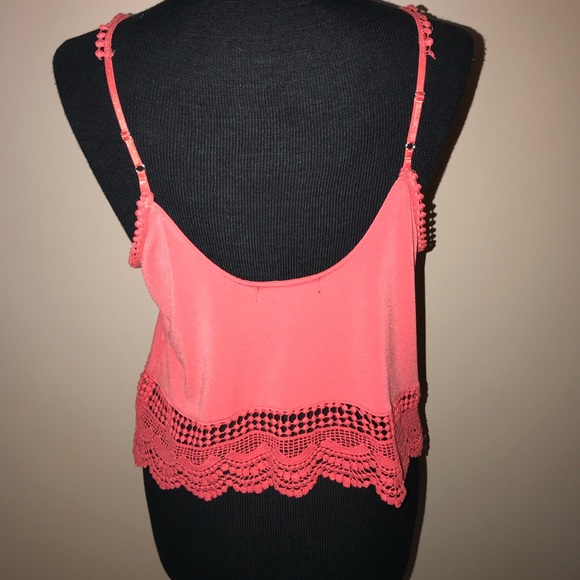 Coral color cami with detailed trim and adjustable straps size XS - Picture 2 of 8